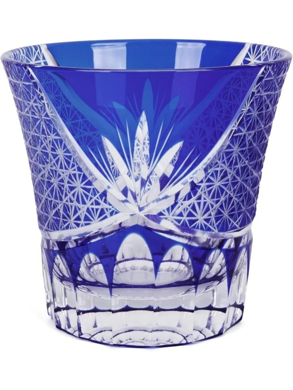 Cobalt Blue Hand-Cut Japanese Whiskey Glass, Edo Tokyo Kiriko Style, Unique